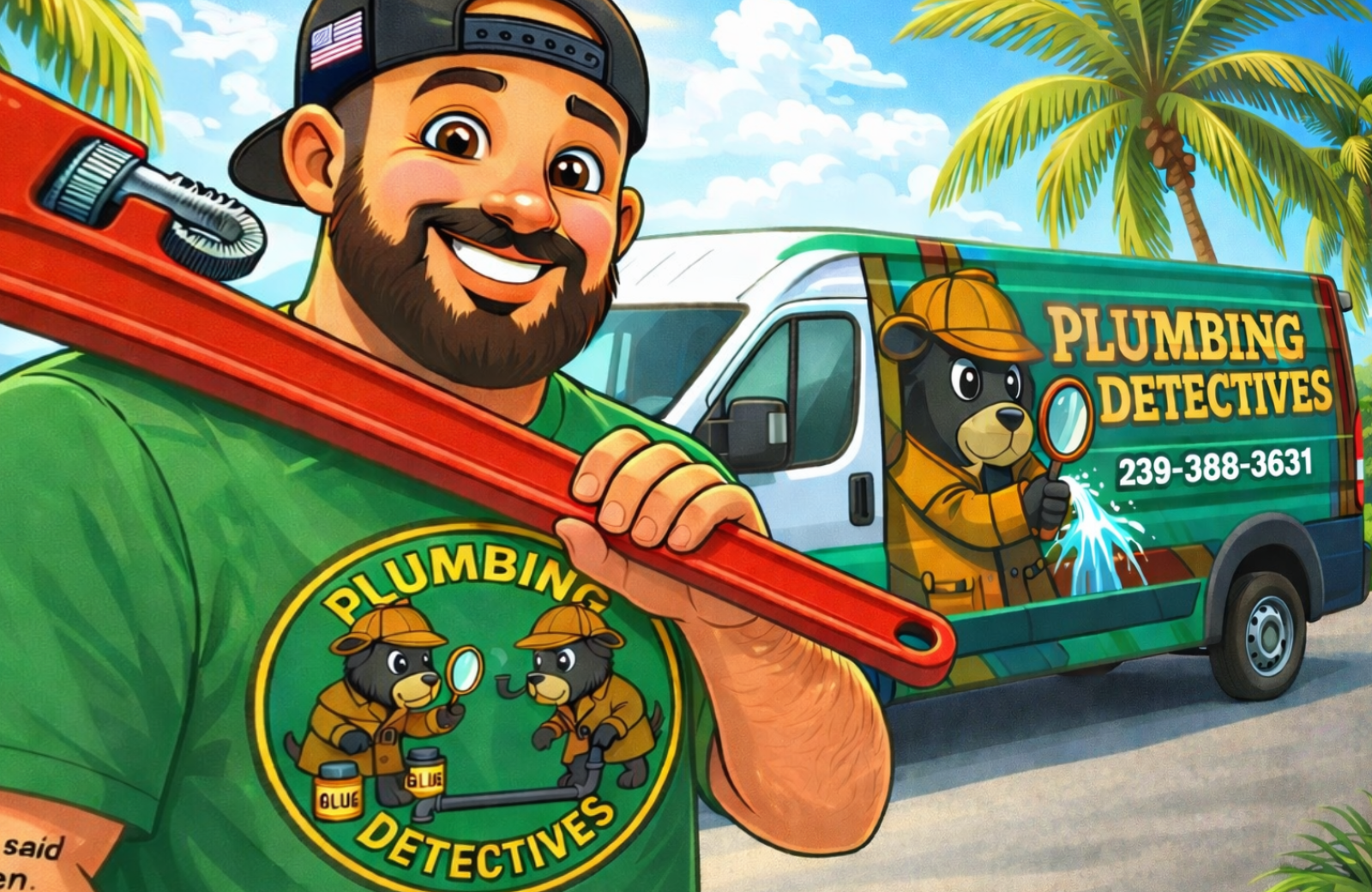 Plumbing Detectives licensed plumber and service van in Venice, Florida